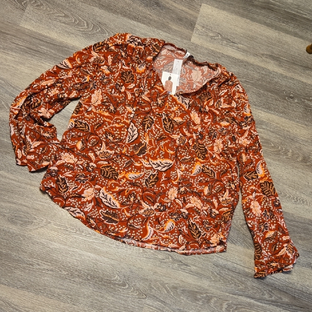 NWT Jessica Simpson Fall Leaf Boho Blouse Sz M